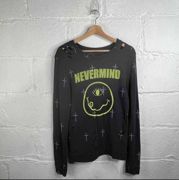 EUC🔹️Recycled Karma Nirvana Crewneck Distressed Nevermind Sweatshirt🔹️XS - Picture 2 of 6